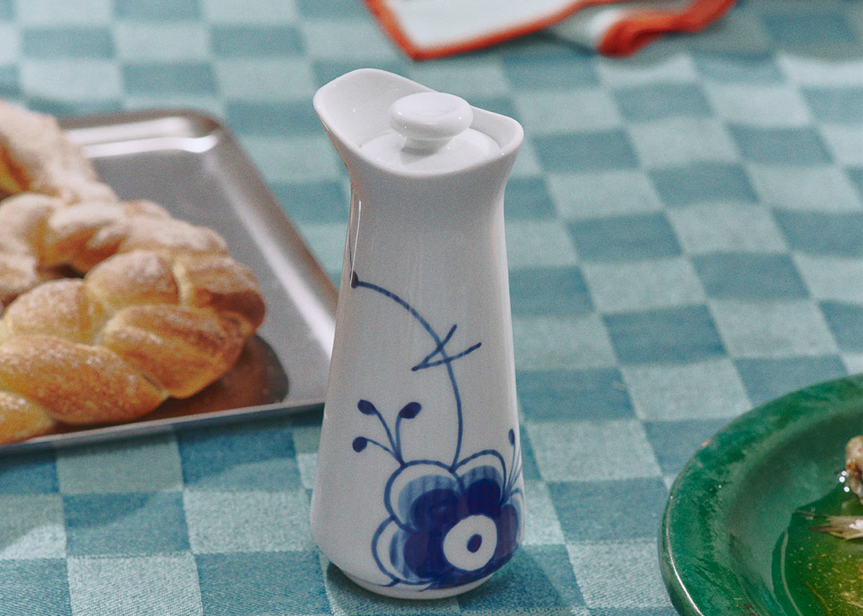 A Colorful table set with Blue Fluted Mega